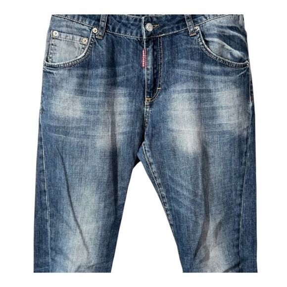 Dsquared2 Straight Leg Cropped Blue Denim Jeans Size 27 - Picture 4 of 13